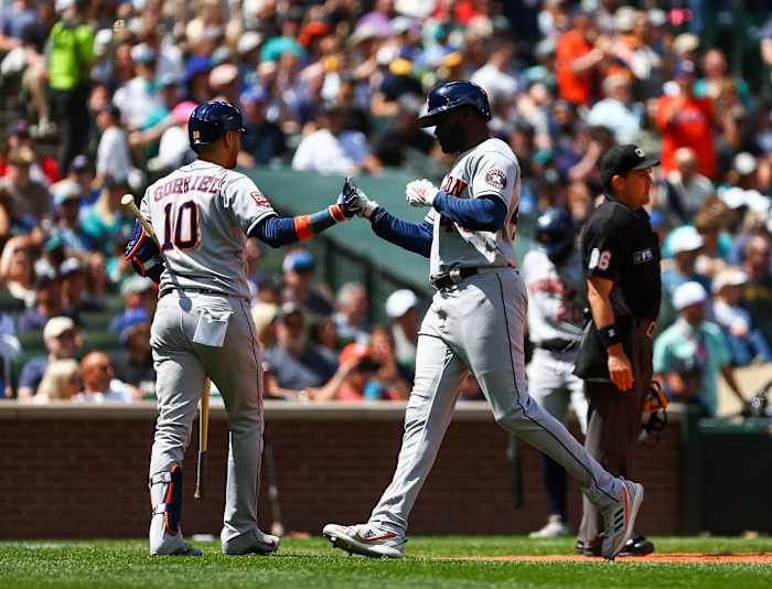 Houston Astros First Baseman Yuli Gurriel and Designated Hitter Yordan Álvarez